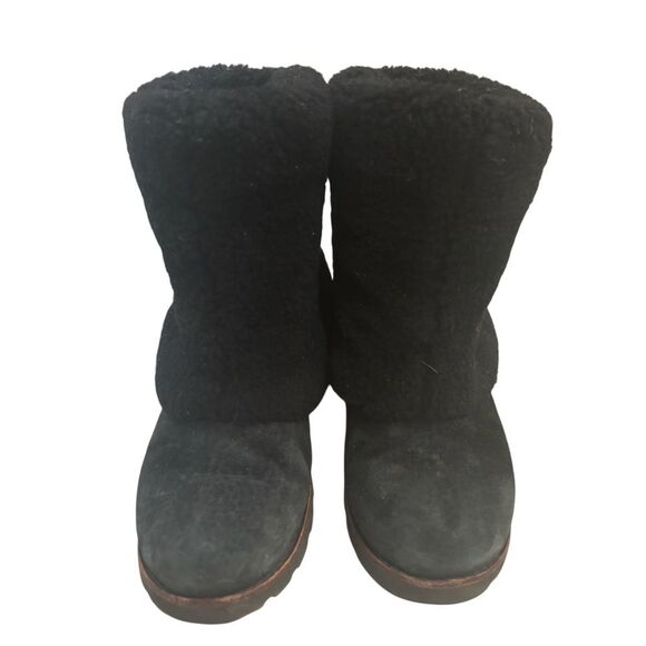 Ugg Australia Uggs Maylin Foldover Shearling Suede Boot Sz 6 Black - Picture 3 of 8